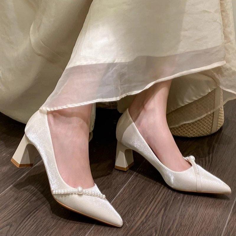 Slip Dress Satin - Elegantes Zapatos de Tacón Cuadrado con